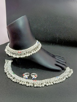 SONU SELECT Heavy bridal trendy design silver plated screw Payal pajeb Alloy Anklet