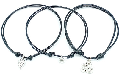 AKS Jewelz Trd Combo_32_Leaf_ghungroo_duck Cotton Dori Anklet(Pack of 3)