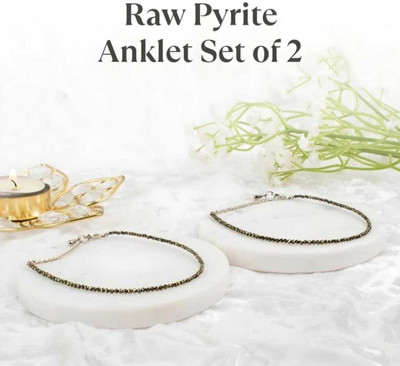 Spyronix real treasure Natural Pyrite Anklet for Wealth, Confidence & Protection Alloy Anklet(Pack of 2)