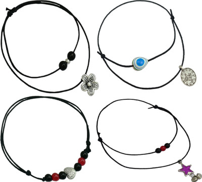 HIGH TRENDZ Premium Combo pack of 4 Single Leg Thread Knot Cotton Dori Anklet(Pack of 4)