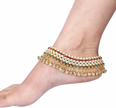 URBANELA bridal look fancy heavy anklet Payal, Pajeb, Paijaan Metal Anklet