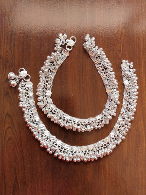 Shacollection Designer Payal Alloy, Silver Anklet(Pack of 2)