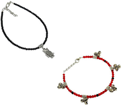 HIGH TRENDZ Combo pack of 2 Single Leg Beads Alloy Anklet(Pack of 2)