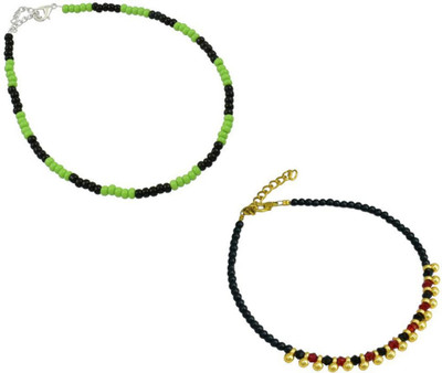 18 Fashion Street Combo pack of 2 Single Leg Beads Alloy Anklet(Pack of 2)