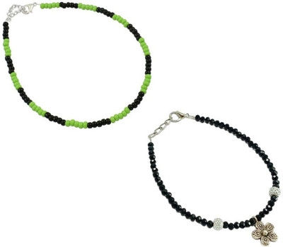 HIGH TRENDZ Combo pack of 2 Single Leg Crystal Alloy Anklet(Pack of 2)