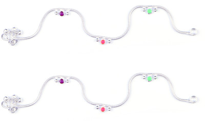 SRRE Payal Anklet 9.5/inch Silver Anklet(Pack of 2)