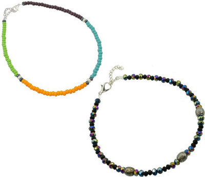 HIGH TRENDZ Combo pack of 2 Single Leg Beads Alloy Anklet(Pack of 2)