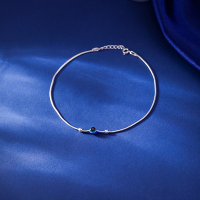 RACHIVA 925 Sterling Silver Evil Eye Nazariya Chain Anklet Sterling Silver Anklet