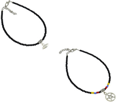 HIGH TRENDZ Combo pack of 2 Single Leg Beads Alloy Anklet(Pack of 2)