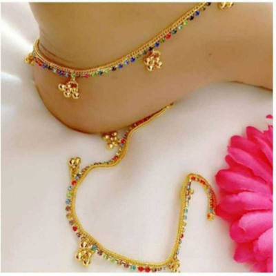 GLOSSARY COLLECTIONS Anklet Pair Simple Designer Stylish Jewelry for Women & Girls Brass Anklet Alloy Anklet(Pack of 2)