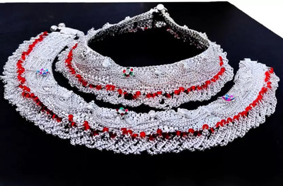 BHORIWAL Indian Traditional White Metal Anklets Payal Designer Fancy Collection Alloy Anklet