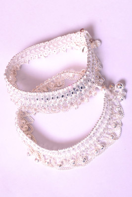 Kuldeep Payal Beautiful Silver Plated Bridal Payal For Women One Pair Alloy Anklet(Pack of 2)