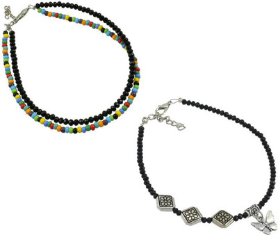 HIGH TRENDZ Combo pack of 2 Single Leg Beads Alloy Anklet(Pack of 2)