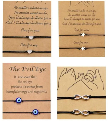 Mahitex Anklet Set | Heart,Star,EvilEye&Infinity Adjustable Anklets(4 Pair Combo) Alloy, Fabric Anklet(Pack of 8)