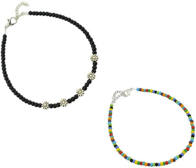 HIGH TRENDZ Combo pack of 2 Single Leg Beads Alloy Anklet(Pack of 2)