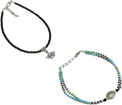 HIGH TRENDZ Combo pack of 2 Single Leg Beads Alloy Anklet(Pack of 2)