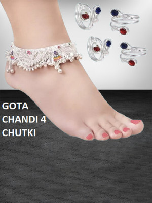 TAMMA FASHION Beautiful Silver Plated Bridal Payal For Women One Pair Alloy Anklet Alloy Toe Anklet