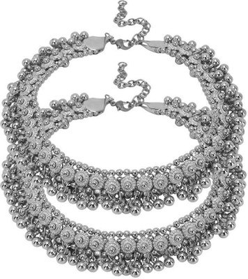 HELLAFASHION beautiful anklets pajeb suitable weddings , party , for womens and Girls Alloy Anklet(Pack of 2)