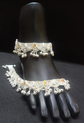 SONU SELECT Heavy bridal trendy design silver plated screw Payal pajeb 1pair Alloy Anklet