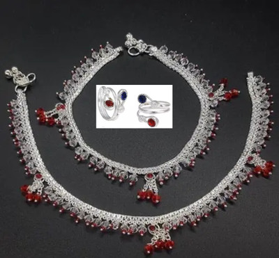 SONU SELECT Indian Traditional White Metal Anklets Payal Designer Fancy Collection 2TOERING Alloy Anklet