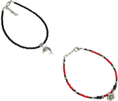 HIGH TRENDZ Combo pack of 2 Single Leg Beads Alloy Anklet(Pack of 2)
