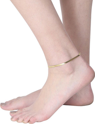 Lady Raiment Anti-Tarnish Snake Chain Payal For Women Gold Plated Water Proof Stainless Steel Anklet
