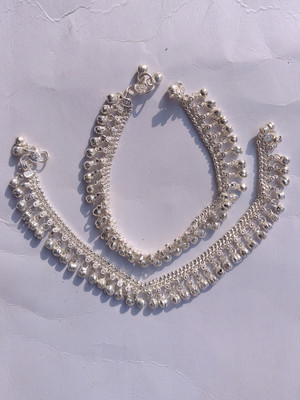 Shacollection Gota Chandi silver designer Payal Silver Anklet(Pack of 2)