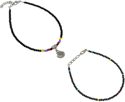 HIGH TRENDZ Combo pack of 2 Single Leg Beads Alloy Anklet(Pack of 2)