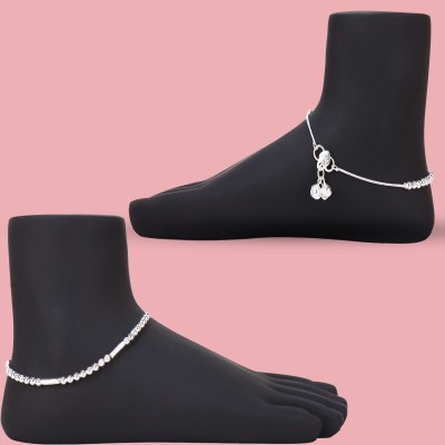 Bagesi Chain Moti Alloy Anklet(Pack of 2)