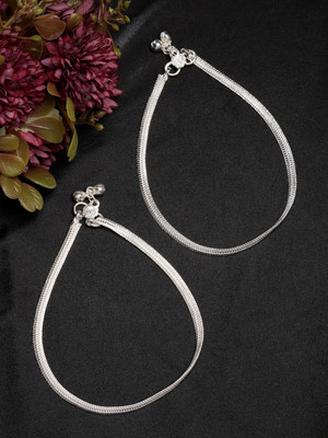 NVR NVR Women's Set of 2 Silver-Plated handcrafted skin friendly modern look Anklets Brass Anklet(Pack of 2)