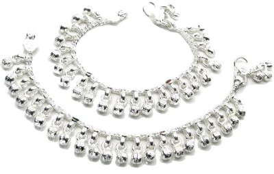 Balaji Tradrs Silver white Ghungroo Payal/Anklet for women and girl Alloy, Silver Anklet(Pack of 2)