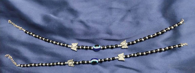 Aksh Enterprises Adjustable black devil eye with butterfly nazar Band Alloy Anklet(Pack of 2)