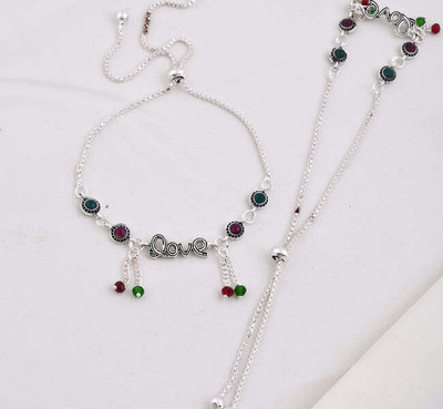 SaveriGroup SaveriGroup Premium Quality Silver Plated Adjustable Anklets For Women and Girls Brass Anklet(Pack of 2)