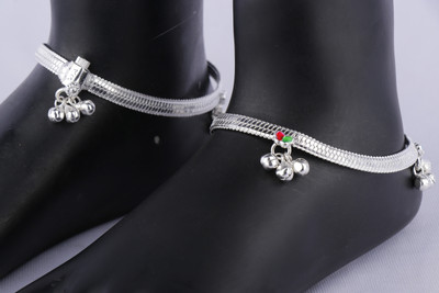 SRRE Payal/Anklet/9.5.inch Silver Anklet(Pack of 2)