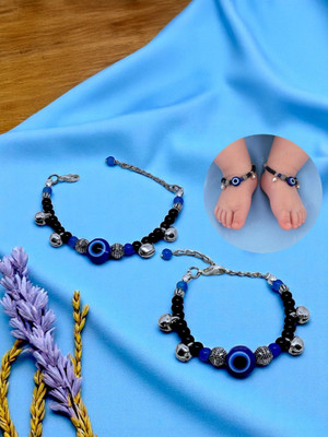 MAYUK ARTSY Baby Nazariya Anklet with Evil Eye & Ghungroo (1 Pair) Alloy Anklet(Pack of 2)