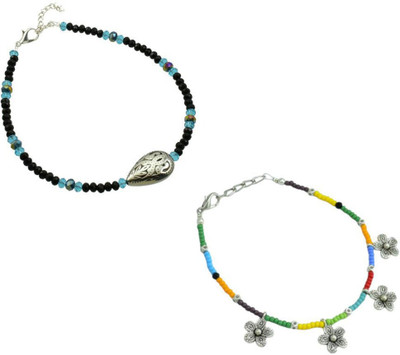 HIGH TRENDZ Combo pack of 2 Single Leg Beads Alloy Anklet(Pack of 2)