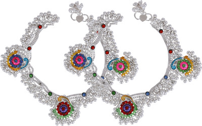 Charms Traditional Silver Plated Alloy Anklet(Pack of 2)