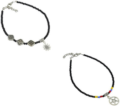 HIGH TRENDZ Combo pack of 2 Single Leg Beads Alloy Anklet(Pack of 2)