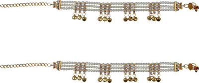Darsha Collections Designer Payal/anklet set002 Brass, Crystal Anklet(Pack of 2)