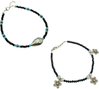 HIGH TRENDZ Combo pack of 2 Single Leg Beads Alloy Anklet(Pack of 2)