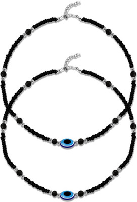 Utkarsh JAA0014 1 Pair Adjustable Single Evil Eye Moti Nazariya Leg Pajeb/Payal Anklets Stone Anklet(Pack of 2)