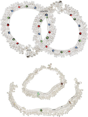 URBANELA Set of 2 Pair Traditional Party wear wedding collection Payal, Bridal Anklet Ghungroo Pajeb Brass Anklet(Pack of 2)