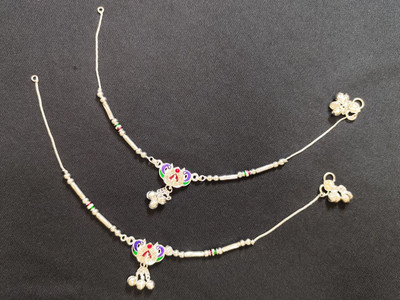 Laali Slim Peacock and Heart S1 Silver Plated Anklets For Womens & Girls Alloy Anklet