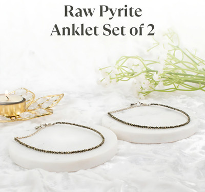 Aangan Aura Set of 2 Raw Pyrite Anklets for Women Stone Anklet
