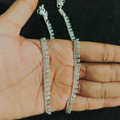 ARTIQ FASHION SILVER PLATED THIN DAILY WEAR PAYAL Alloy Anklet(Pack of 2)