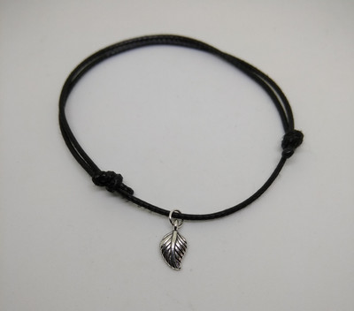 HIGH TRENDZ Premium Designer black thread Adjustable Knot Anklet withOxidised Silver Charms Alloy Anklet