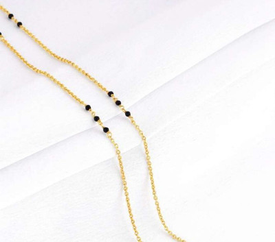 Kunjus Artificial Beads and Crystal Handmade Golden Brass Anklet(Pack of 2)