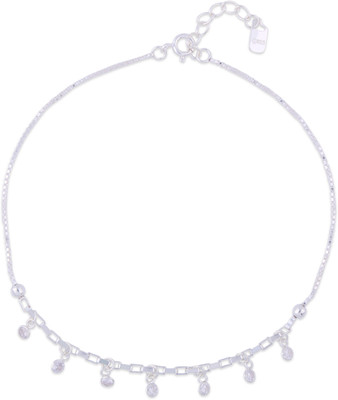 Pratham 925 Sterling Silver Anklet Set with Charms | Certificate & Warranty Included Sterling Silver Anklet(Pack of 2)