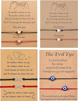 Mahitex Anklet Set | Heart,Star,EvilEye&Infinity Adjustable Anklets(4 Pair Combo) Alloy, Fabric Anklet(Pack of 8)