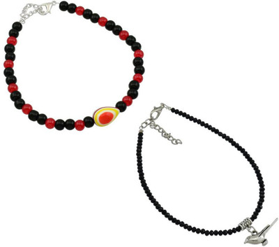 HIGH TRENDZ Combo pack of 2 Single Leg Beads Alloy Anklet(Pack of 2)